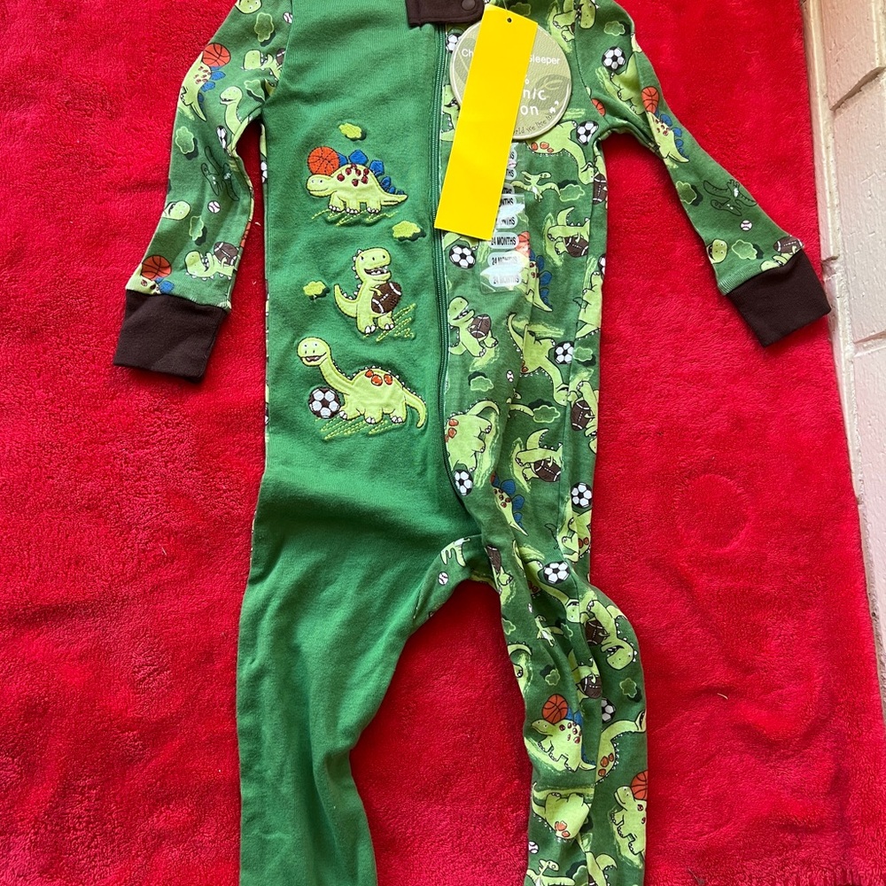 Kirkland Signature Green and Black Footie Pajamas